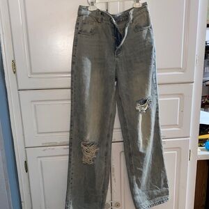 Women's Distressed Wide Leg Jeans